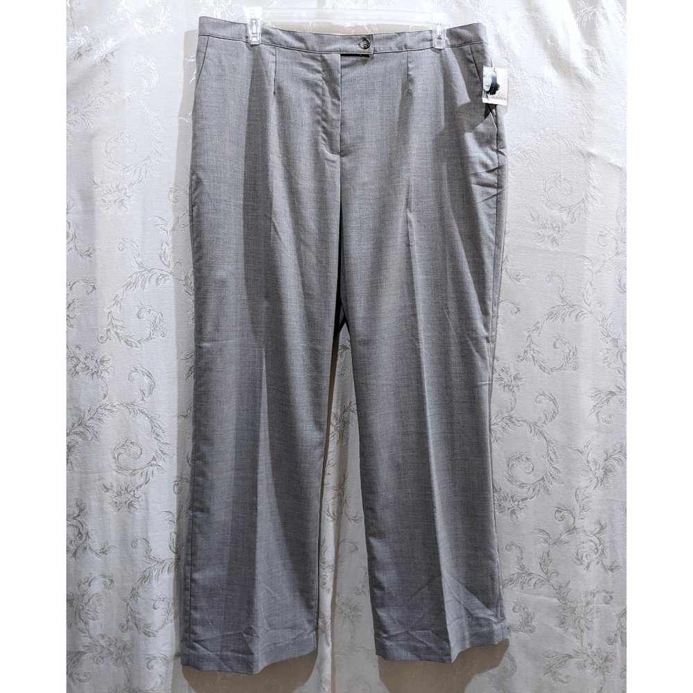 Grey Trousers Pants 20W High Rise Wide Leg Pockets Business Casual Comfy Classic